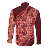 Hawaii Breadfruit Palaka Long Sleeve Button Shirt Ulaula Maile Lei - Polynesian Pride