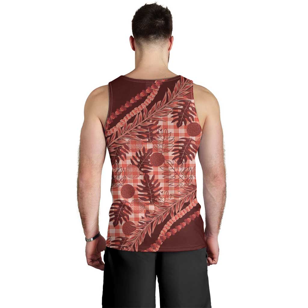 Hawaii Breadfruit Palaka Men Tank Top Ulaula Maile Lei - Polynesian Pride