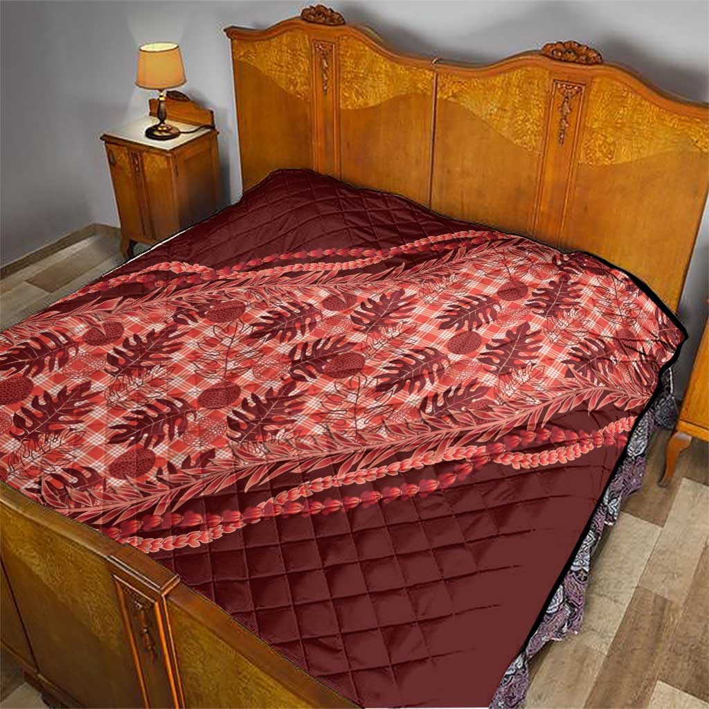 Hawaii Breadfruit Palaka Quilt Ulaula Maile Lei - Polynesian Pride