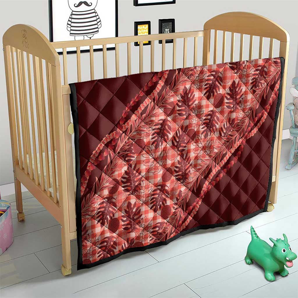 Hawaii Breadfruit Palaka Quilt Ulaula Maile Lei - Polynesian Pride