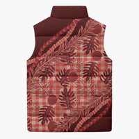 Hawaii Breadfruit Palaka Sleeveless Puffer Jacket Ulaula Maile Lei - Polynesian Pride