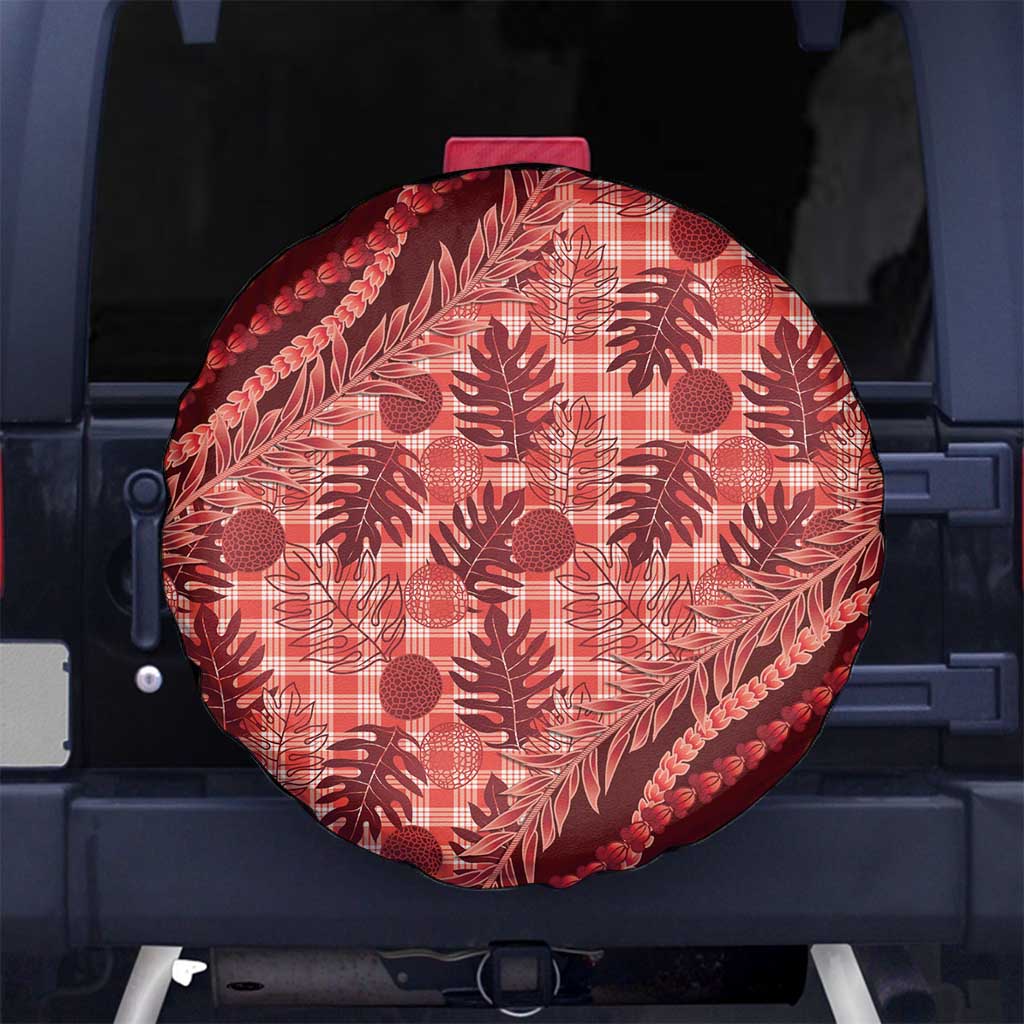 Hawaii Breadfruit Palaka Spare Tire Cover Ulaula Maile Lei - Polynesian Pride