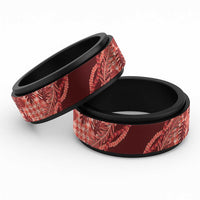 Hawaii Breadfruit Palaka Spinner Ring Ulaula Maile Lei LT9 Black Red - Polynesian Pride