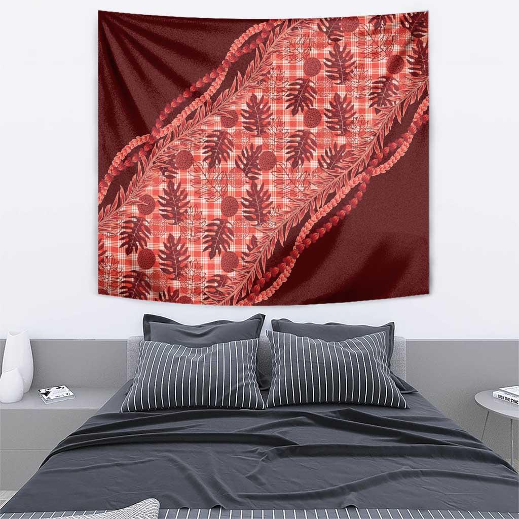 Hawaii Breadfruit Palaka Tapestry Ulaula Maile Lei - Polynesian Pride