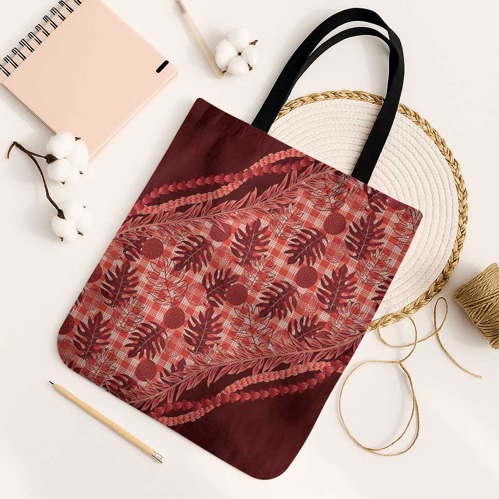 Hawaii Breadfruit Palaka Tote Bag Ulaula Maile Lei - Polynesian Pride