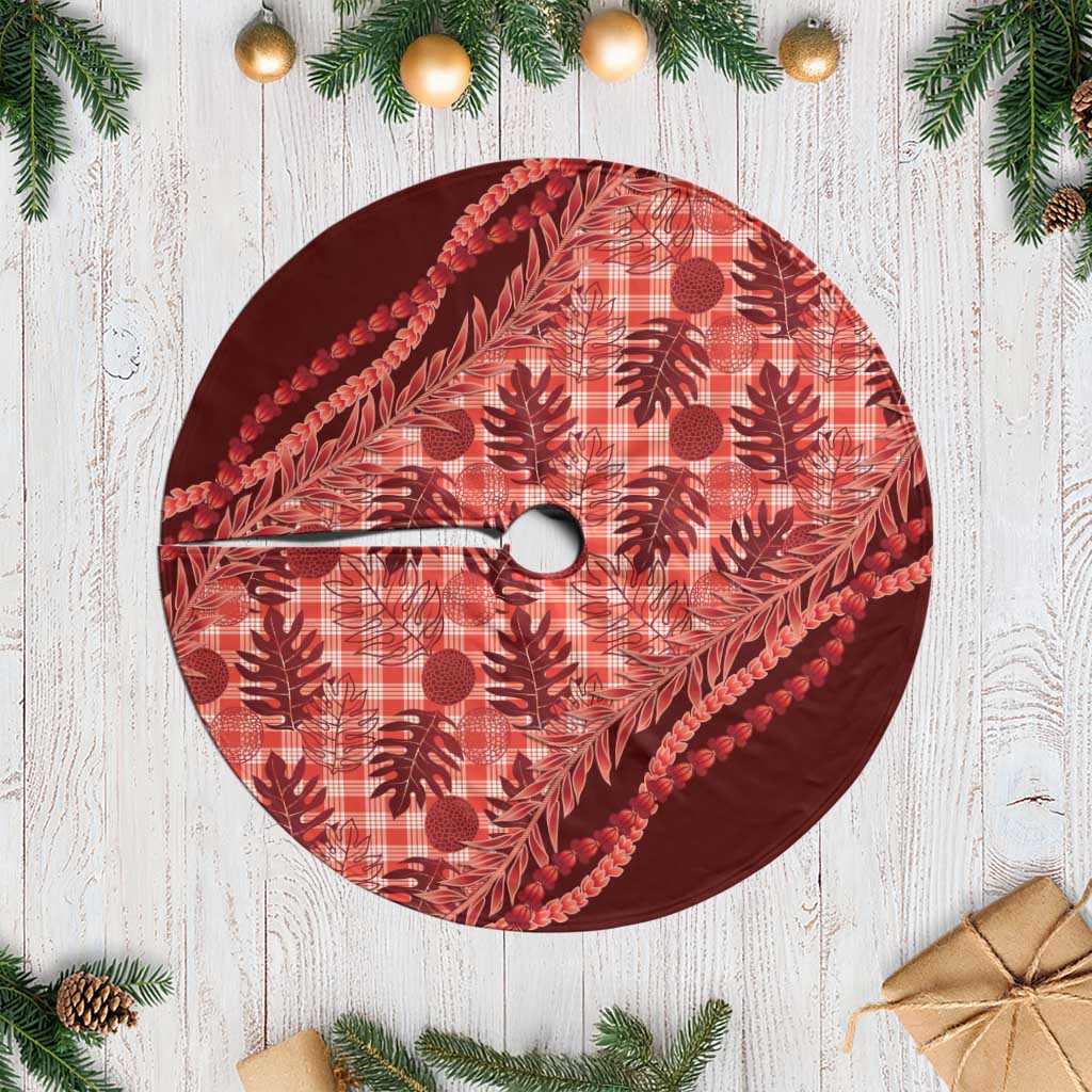 Hawaii Breadfruit Palaka Tree Skirt Ulaula Maile Lei - Polynesian Pride