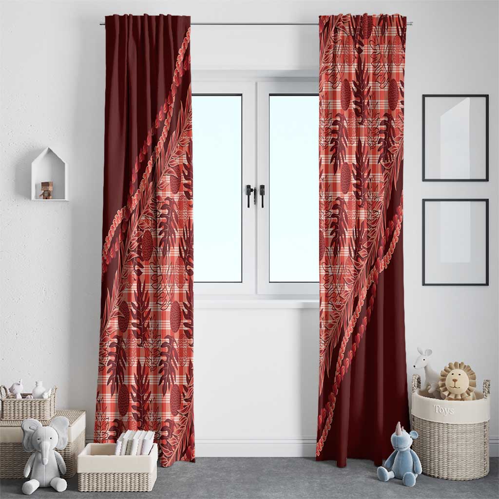 Hawaii Breadfruit Palaka Window Curtain Ulaula Maile Lei - Polynesian Pride