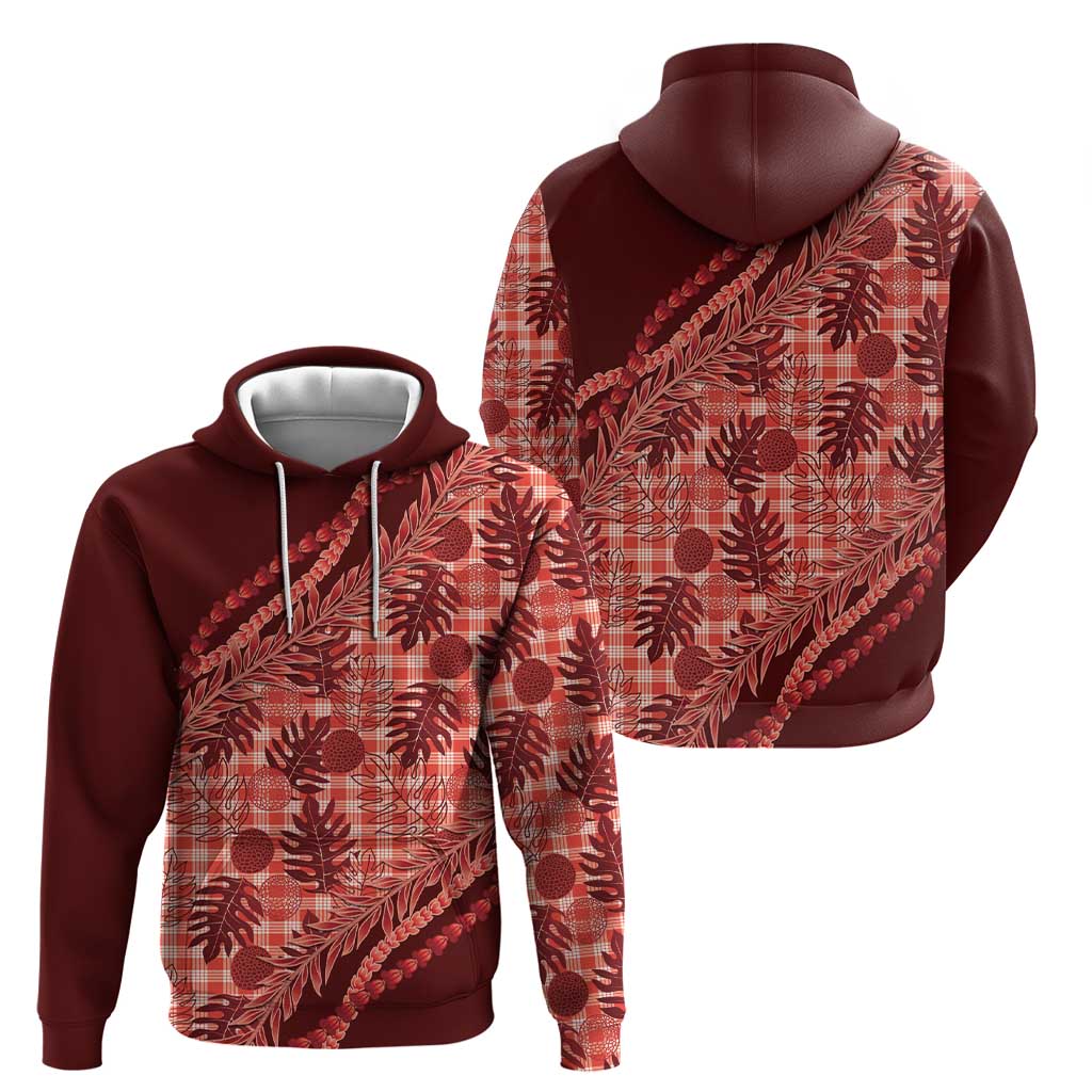 Hawaii Breadfruit Palaka Zip Hoodie Ulaula Maile Lei - Polynesian Pride