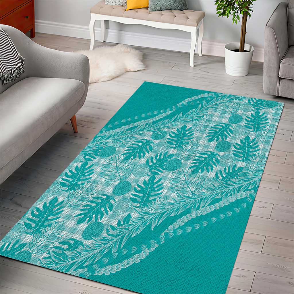 Hawaii Breadfruit Palaka Area Rug Polu Opal Maile Lei - Polynesian Pride