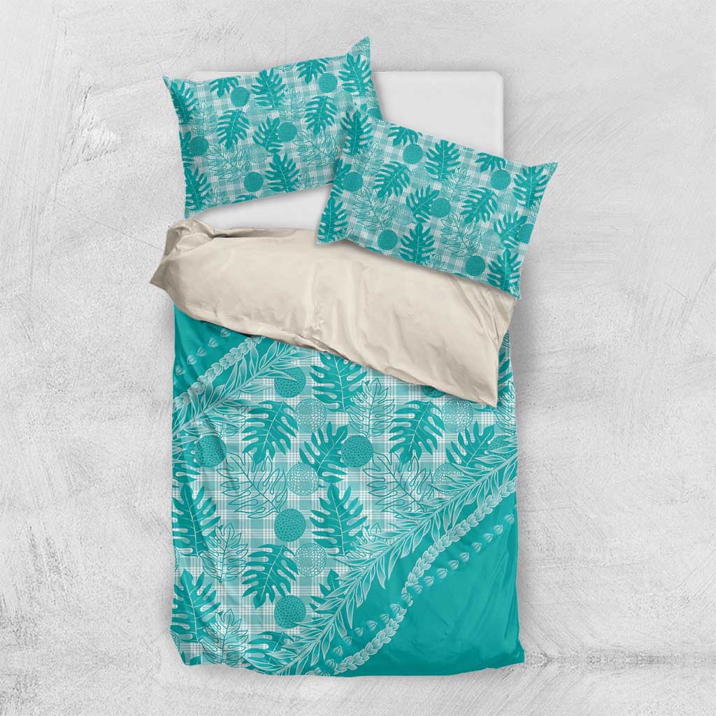 Hawaii Breadfruit Palaka Bedding Set Polu Opal Maile Lei - Polynesian Pride