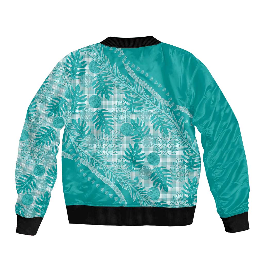 Hawaii Breadfruit Palaka Bomber Jacket Polu Opal Maile Lei - Polynesian Pride