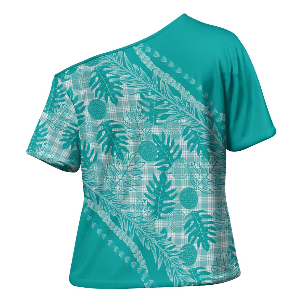 Hawaii Breadfruit Palaka Cross Shoulder Shirt Polu Opal Maile Lei - Polynesian Pride