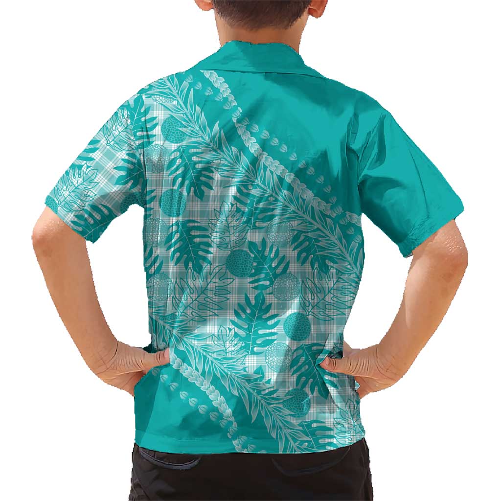 Hawaii Breadfruit Palaka Family Matching Puletasi and Hawaiian Shirt Polu Opal Maile Lei LT9 - Polynesian Pride