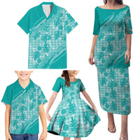 Hawaii Breadfruit Palaka Family Matching Puletasi and Hawaiian Shirt Polu Opal Maile Lei LT9 - Polynesian Pride