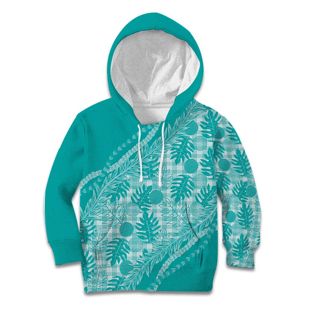 Hawaii Breadfruit Palaka Kid Hoodie Polu Opal Maile Lei - Polynesian Pride