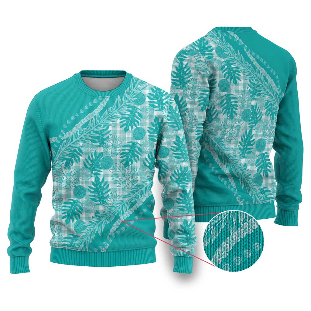 Hawaii Breadfruit Palaka Ugly Christmas Sweater Polu Opal Maile Lei - Polynesian Pride