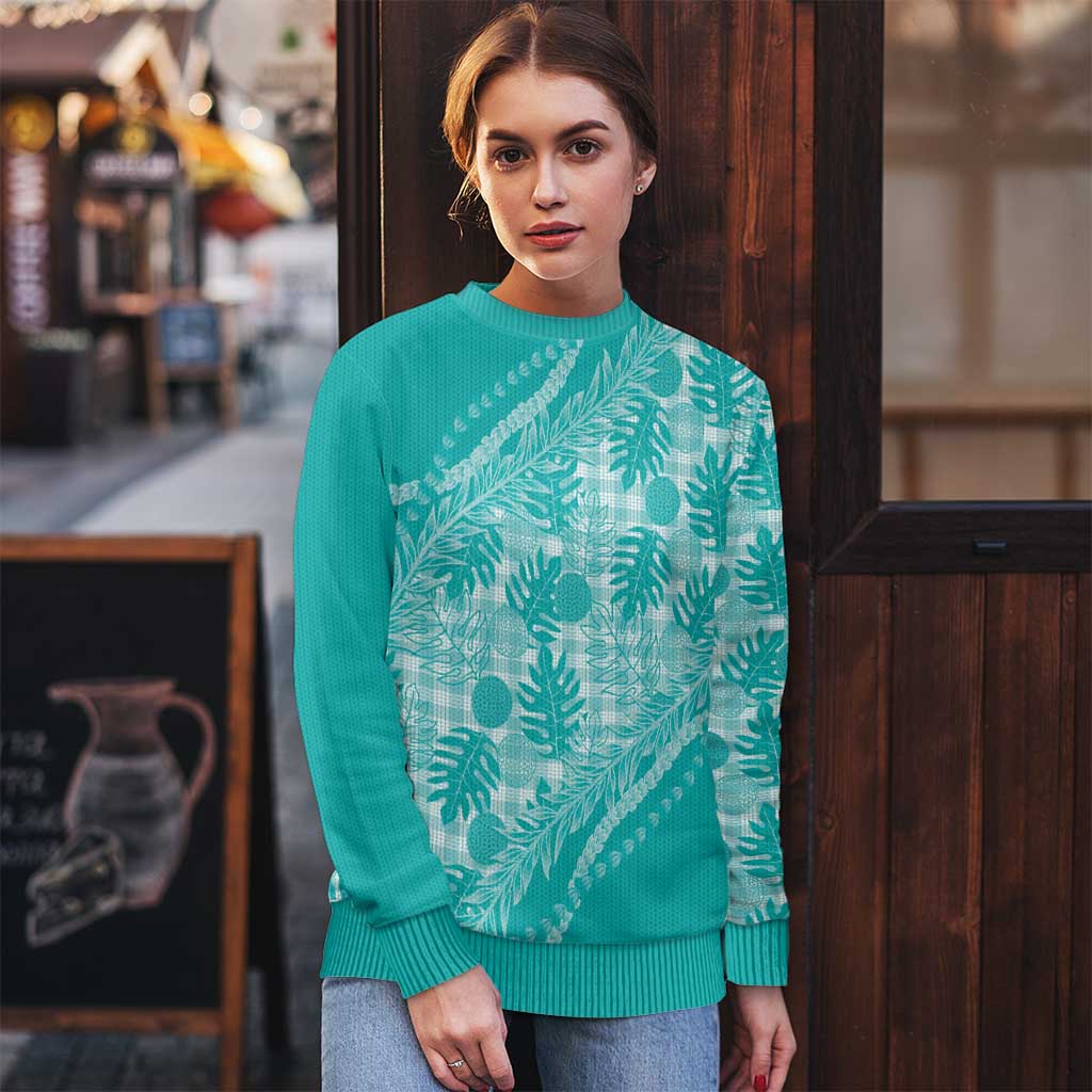 Hawaii Breadfruit Palaka Ugly Christmas Sweater Polu Opal Maile Lei - Polynesian Pride