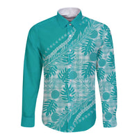 Hawaii Breadfruit Palaka Long Sleeve Button Shirt Polu Opal Maile Lei - Polynesian Pride