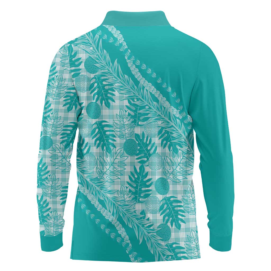 Hawaii Breadfruit Palaka Long Sleeve Polo Shirt Polu Opal Maile Lei - Polynesian Pride