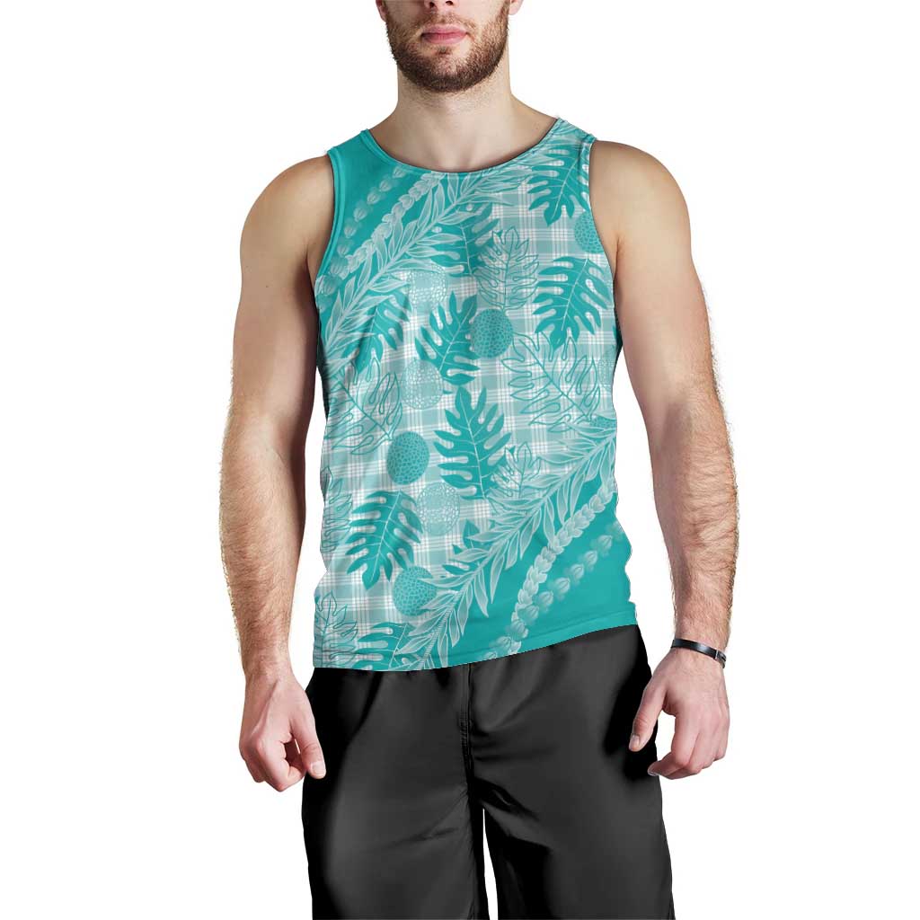 Hawaii Breadfruit Palaka Men Tank Top Polu Opal Maile Lei - Polynesian Pride