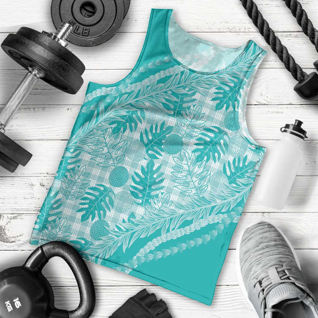 Hawaii Breadfruit Palaka Men Tank Top Polu Opal Maile Lei - Polynesian Pride