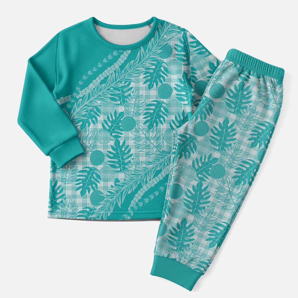 Hawaii Breadfruit Palaka Christmas Pajama Set Polu Opal Maile Lei - Polynesian Pride