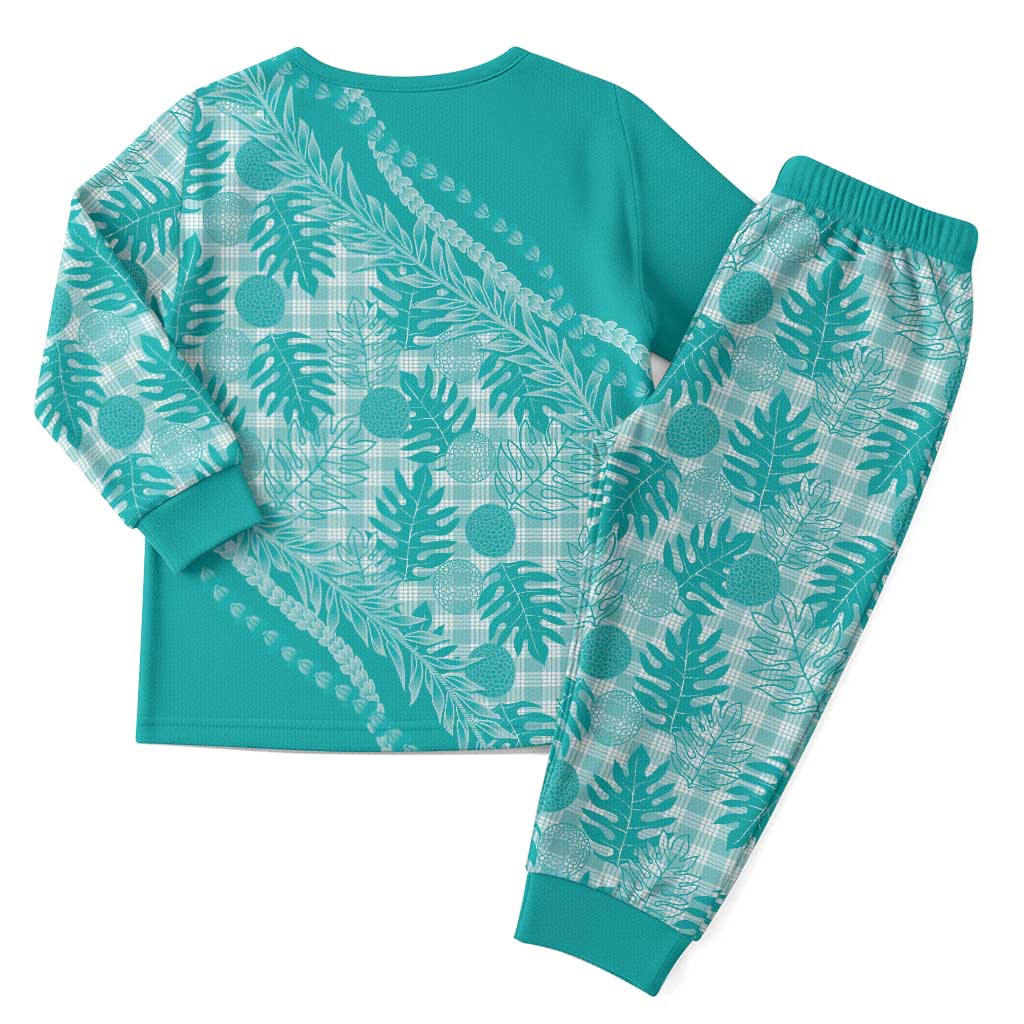 Hawaii Breadfruit Palaka Christmas Pajama Set Polu Opal Maile Lei - Polynesian Pride