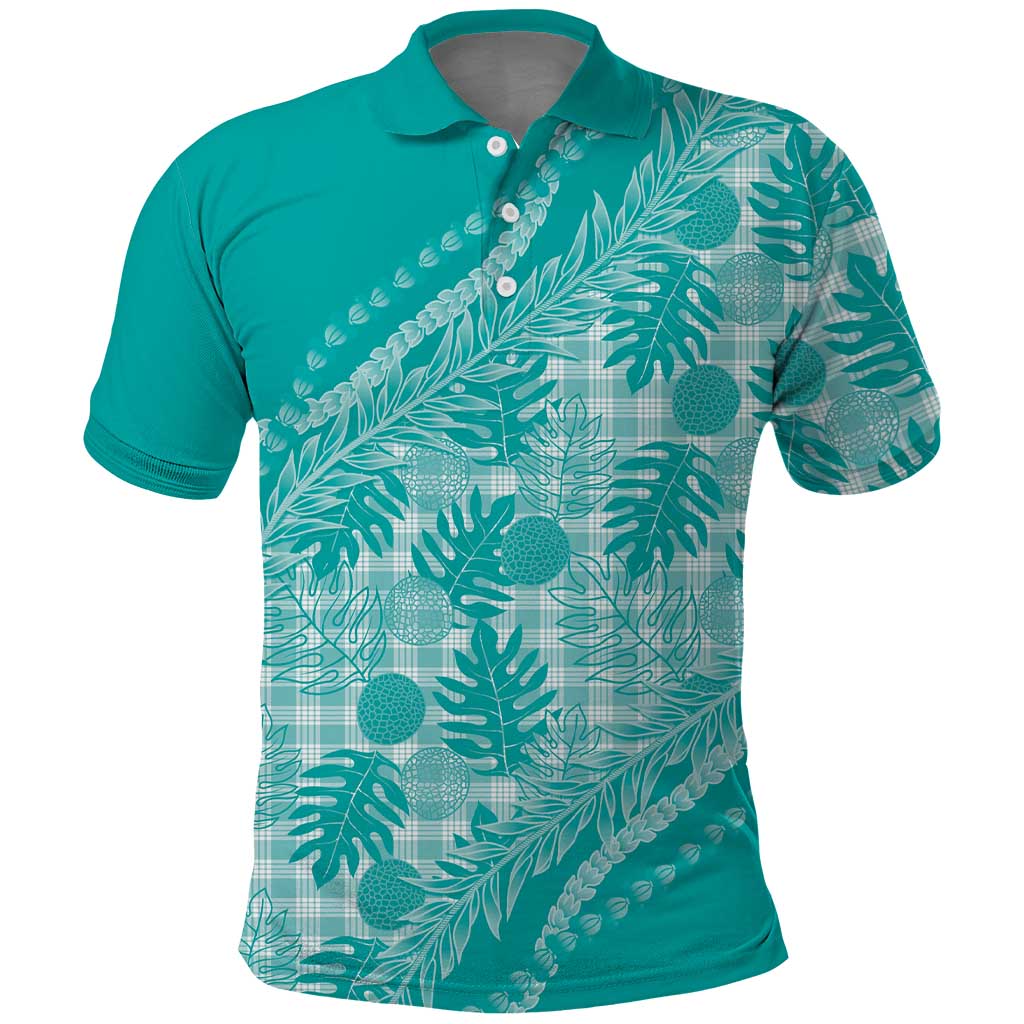 Hawaii Breadfruit Palaka Polo Shirt Polu Opal Maile Lei - Polynesian Pride