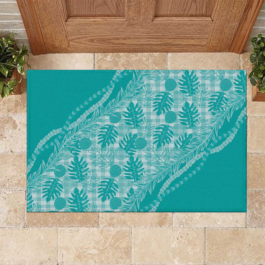 Hawaii Breadfruit Palaka Rubber Doormat Polu Opal Maile Lei - Polynesian Pride