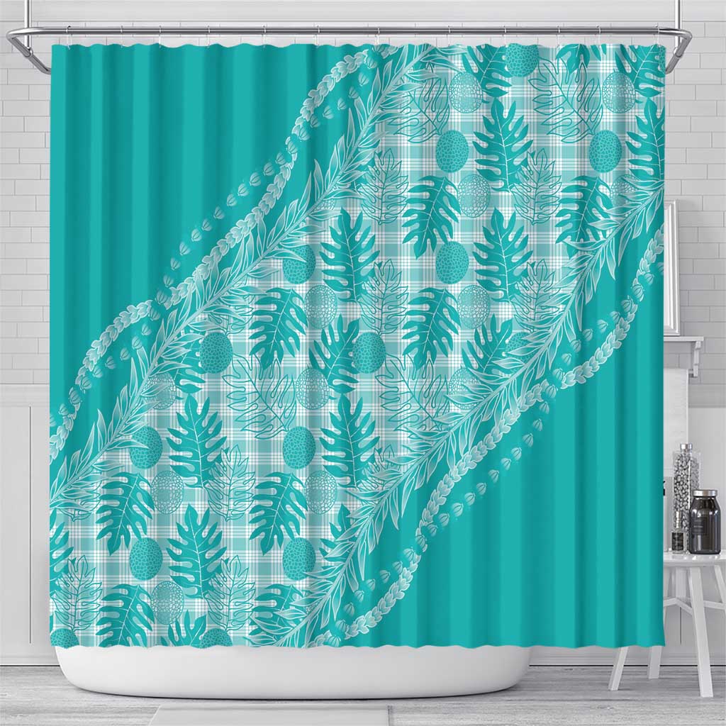 Hawaii Breadfruit Palaka Shower Curtain Polu Opal Maile Lei - Polynesian Pride