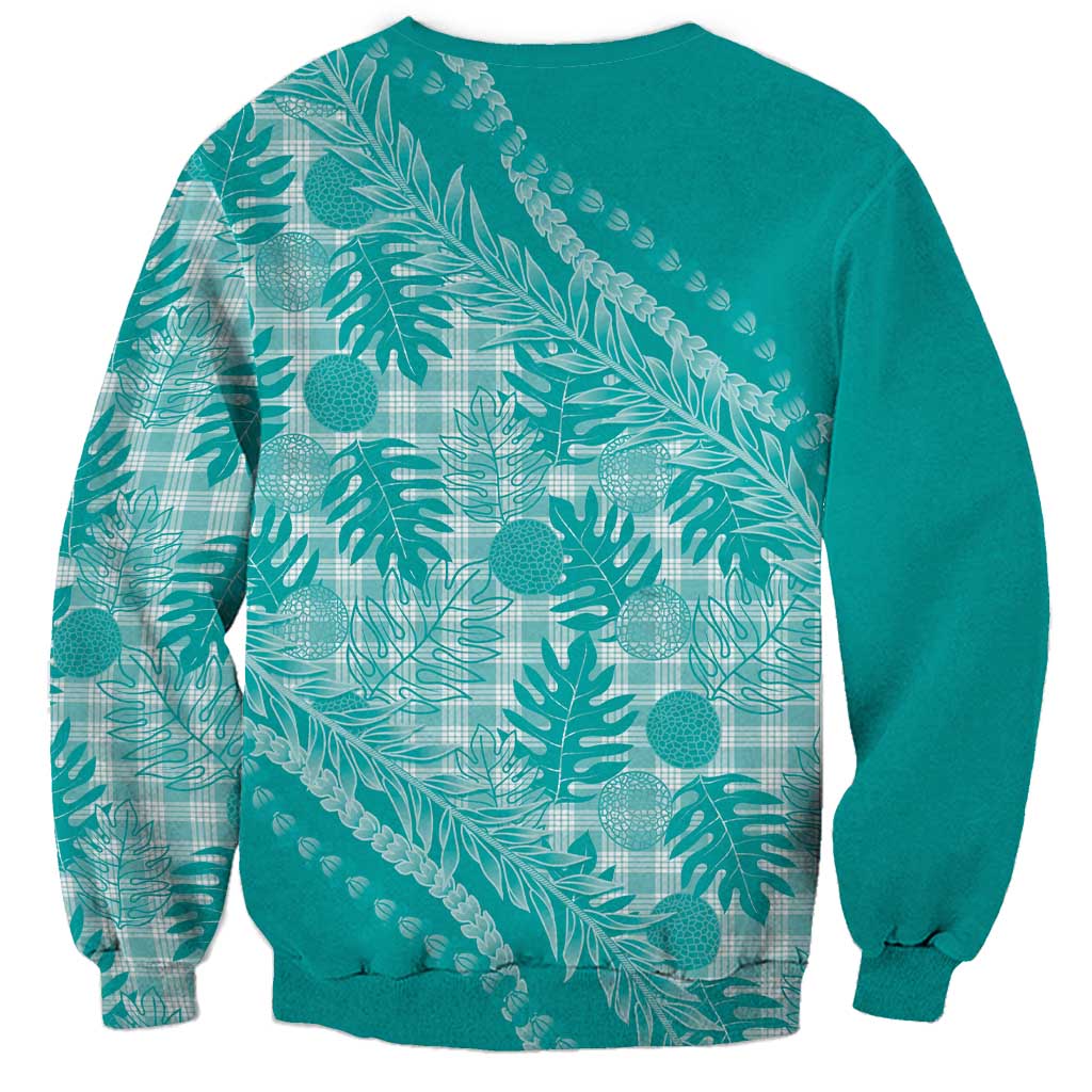Hawaii Breadfruit Palaka Sweatshirt Polu Opal Maile Lei - Polynesian Pride