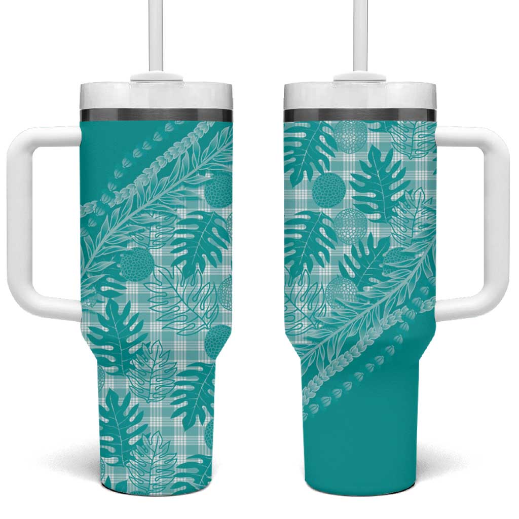 Hawaii Breadfruit Palaka Tumbler With Handle Polu Opal Maile Lei - Polynesian Pride
