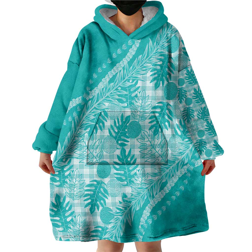 Hawaii Breadfruit Palaka Wearable Blanket Hoodie Polu Opal Maile Lei - Polynesian Pride