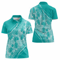 Hawaii Breadfruit Palaka Women Polo Shirt Polu Opal Maile Lei - Polynesian Pride