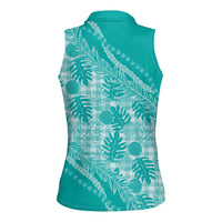 Hawaii Breadfruit Palaka Women Sleeveless Polo Shirt Polu Opal Maile Lei - Polynesian Pride