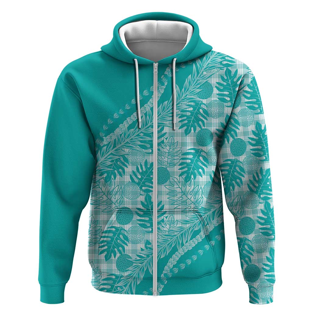 Hawaii Breadfruit Palaka Zip Hoodie Polu Opal Maile Lei - Polynesian Pride