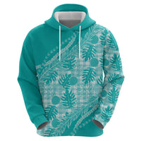 Hawaii Breadfruit Palaka Zip Hoodie Polu Opal Maile Lei - Polynesian Pride