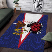 American Samoa Heart Tribal Personalized Area Rug Polynesian Patterns LT9 Blue - Polynesian Pride
