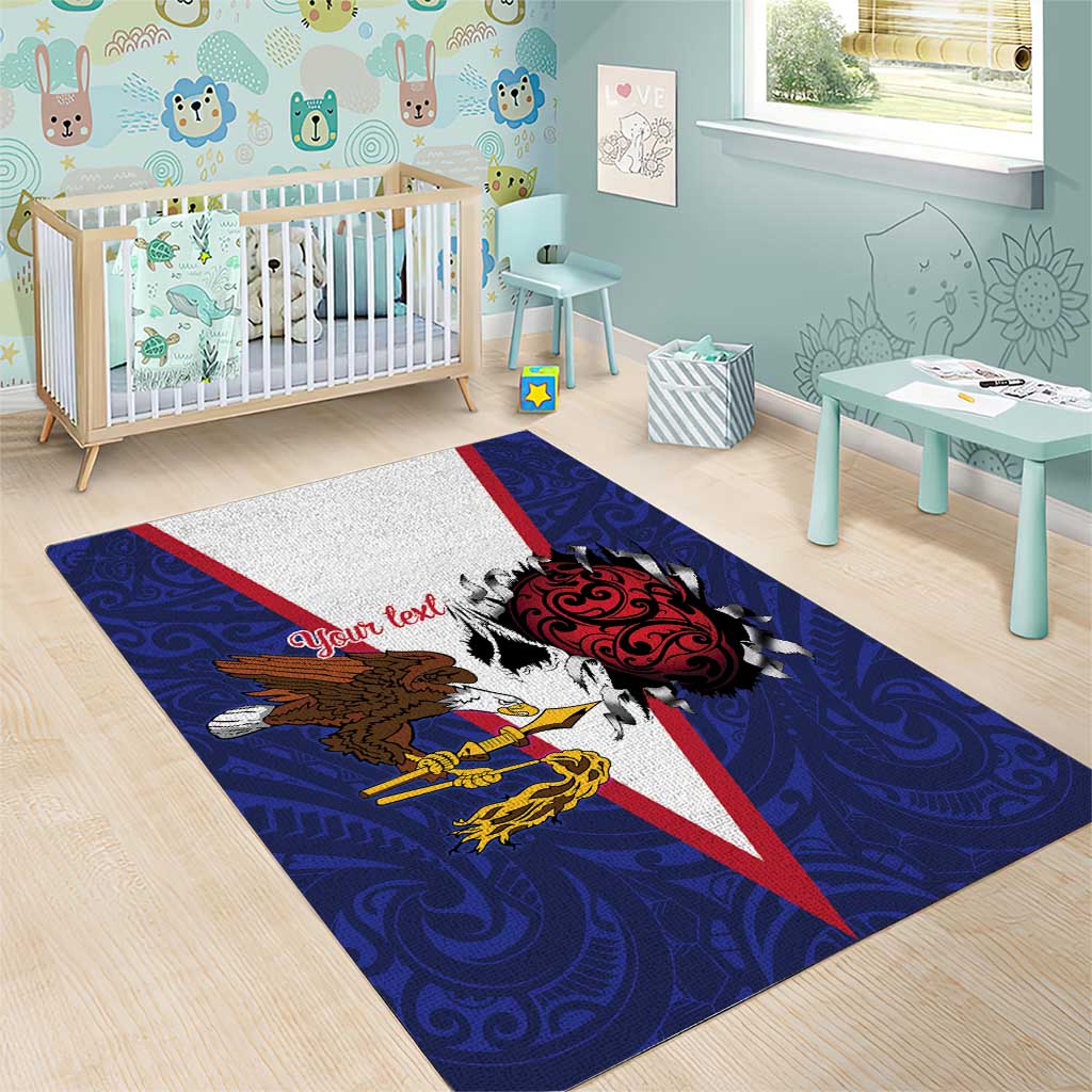 American Samoa Heart Tribal Personalized Area Rug Polynesian Patterns LT9 - Polynesian Pride