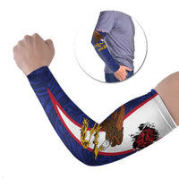 American Samoa Heart Tribal Personalized Arm Sleeves Polynesian Patterns LT9 Set of 2 Blue - Polynesian Pride