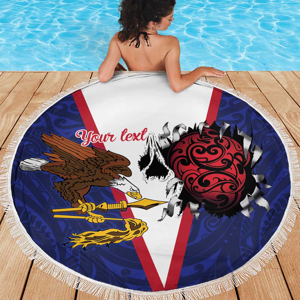 American Samoa Heart Tribal Personalized Beach Blanket Polynesian Patterns LT9 - Polynesian Pride