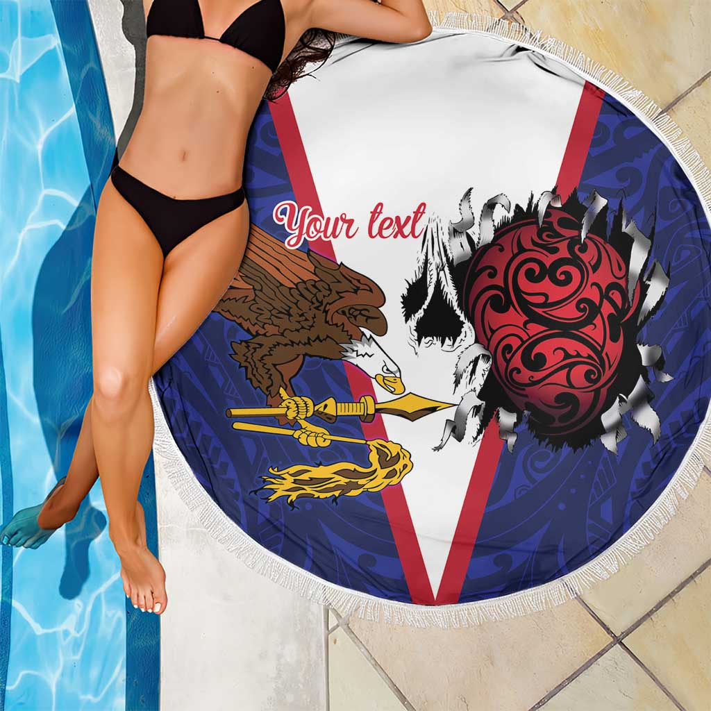 American Samoa Heart Tribal Personalized Beach Blanket Polynesian Patterns LT9 - Polynesian Pride