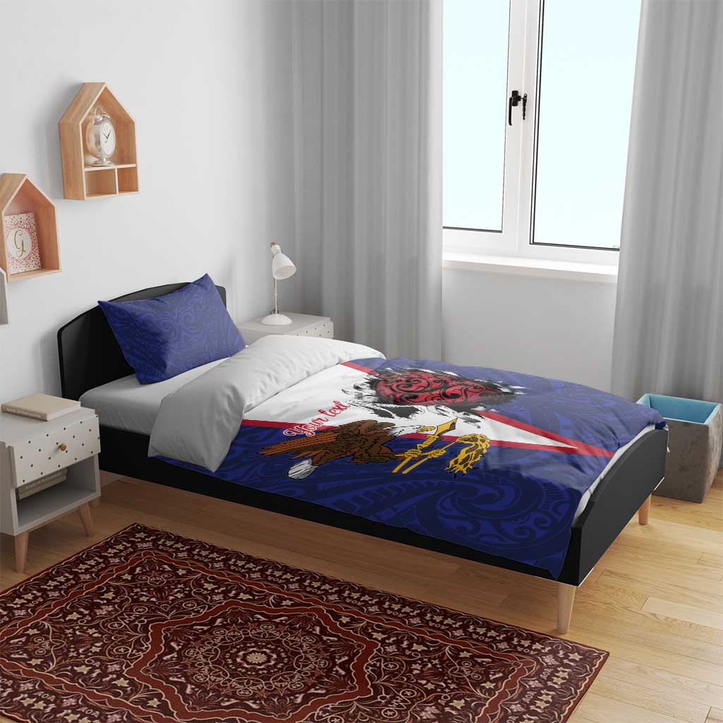 American Samoa Heart Tribal Personalized Bedding Set Polynesian Patterns