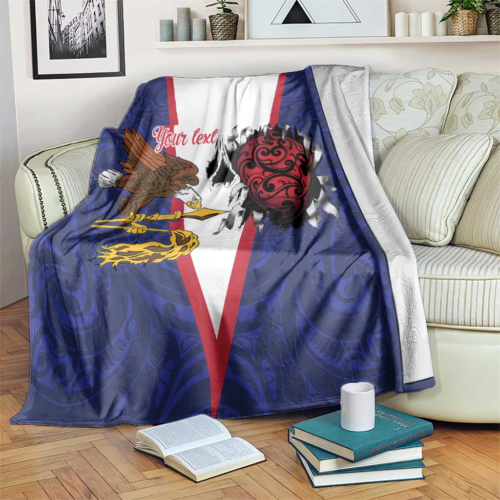 American Samoa Heart Tribal Personalized Blanket Polynesian Patterns