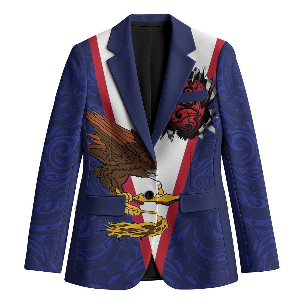 American Samoa Heart Tribal Personalized Blazer Polynesian Patterns