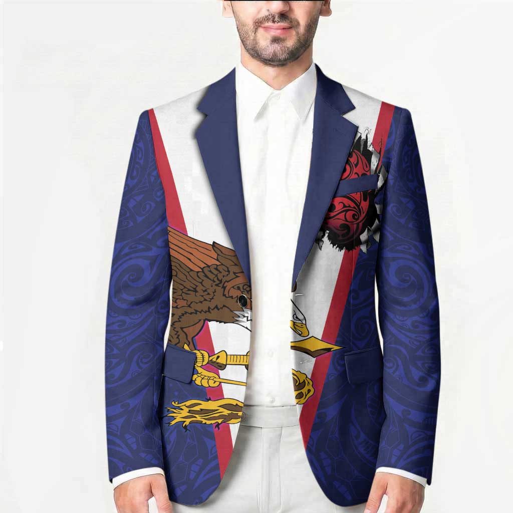 American Samoa Heart Tribal Personalized Blazer Polynesian Patterns
