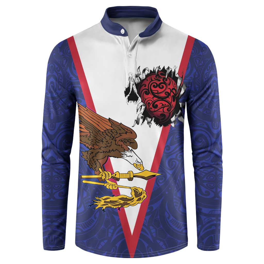 American Samoa Heart Tribal Personalized Button Sweatshirt Polynesian Patterns