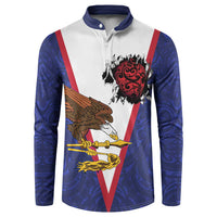 American Samoa Heart Tribal Personalized Button Sweatshirt Polynesian Patterns