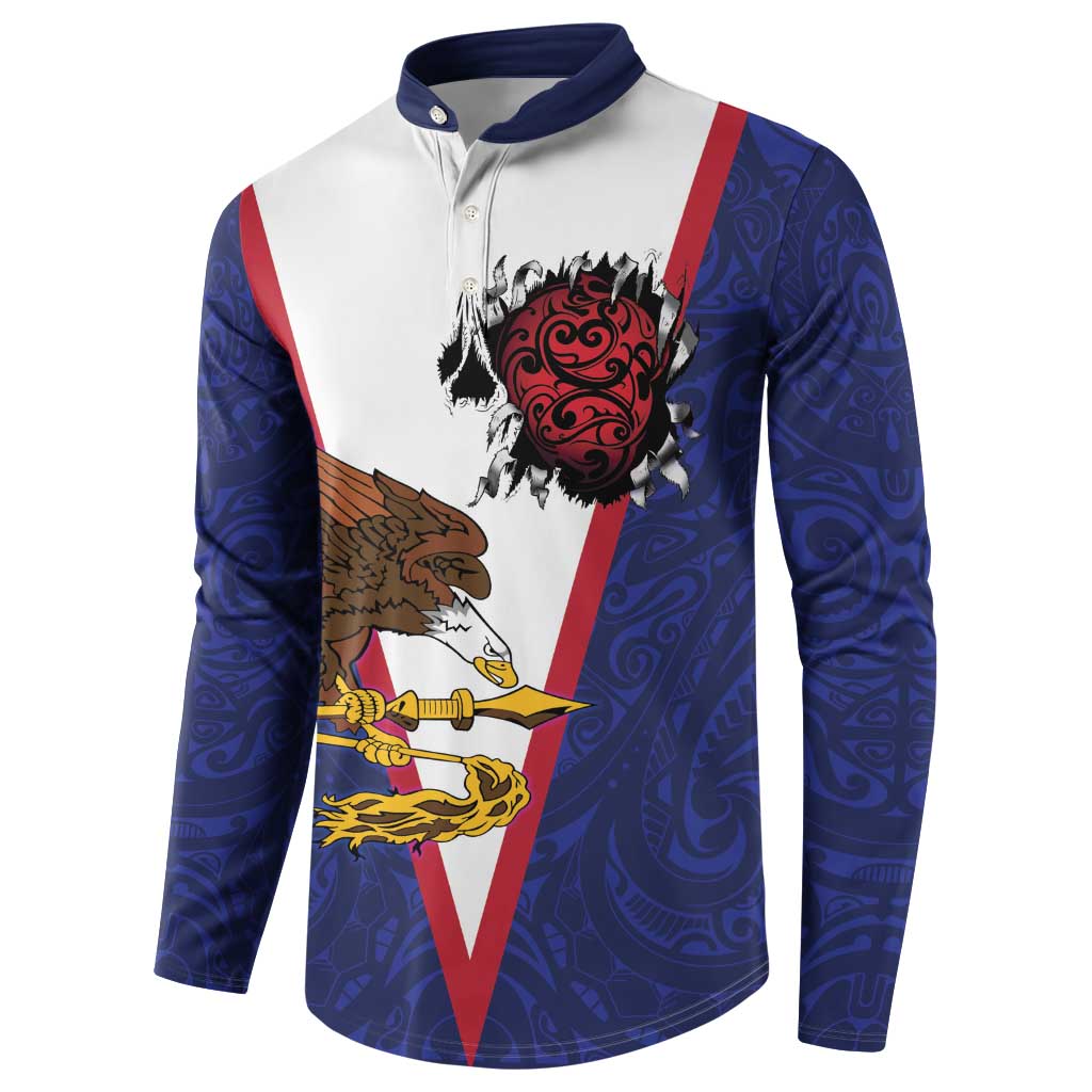 American Samoa Heart Tribal Personalized Button Sweatshirt Polynesian Patterns