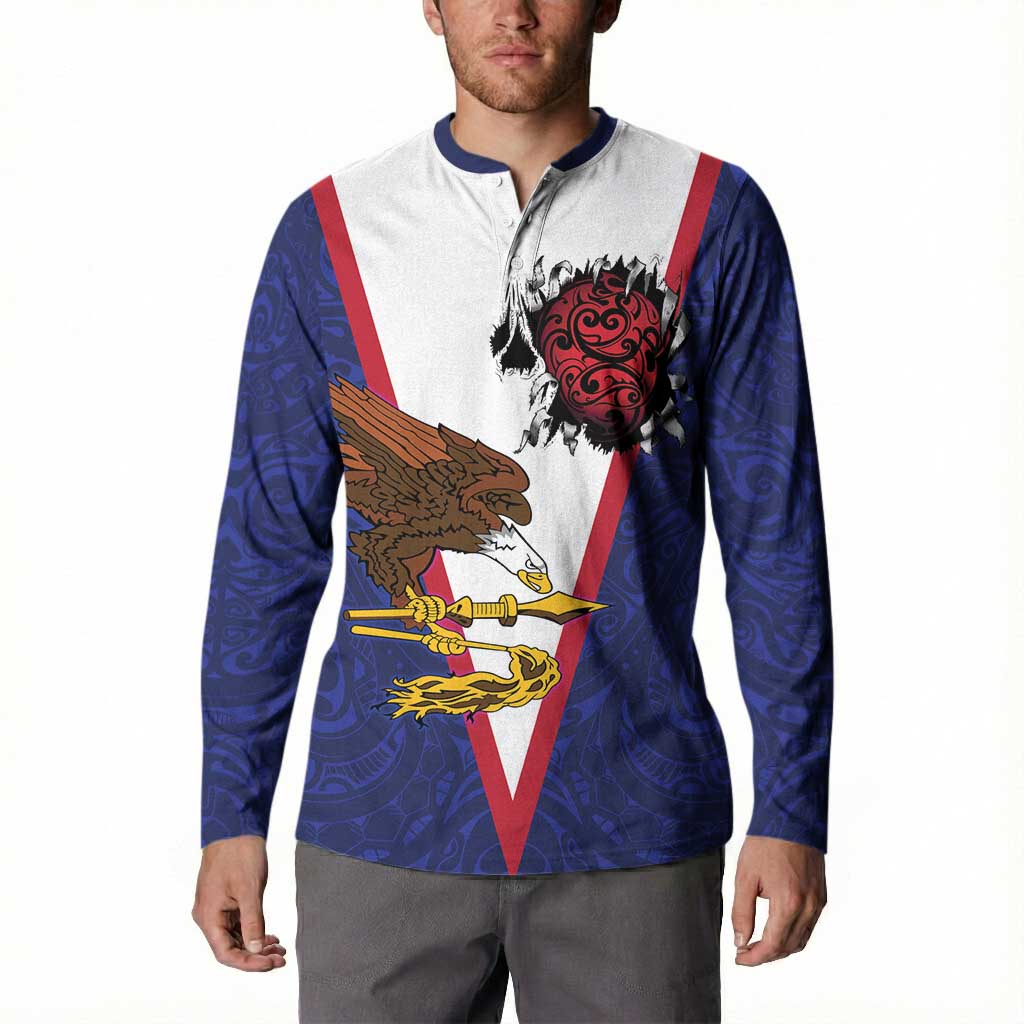 American Samoa Heart Tribal Personalized Button Sweatshirt Polynesian Patterns